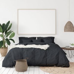 1000 Thread Count Cotton Quilt Cover Pillowcases Set - King - Charcoal