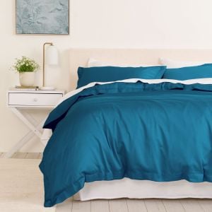 1000TC Bamboo Cotton Quilt Cover Pillowcases Set - King Mineral Blue