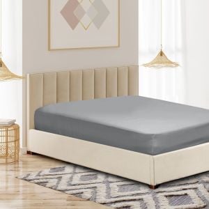 120 Thread Count Fitted Sheet Cotton Blend - Queen - Light Grey