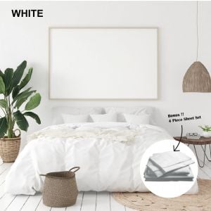 1000 Thread Count Bamboo Cotton Sheet and Quilt Cover Queen - White