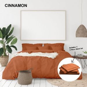 1000 Thread Count Bamboo Cotton Sheet  Quilt Cover  King - Cinnamon