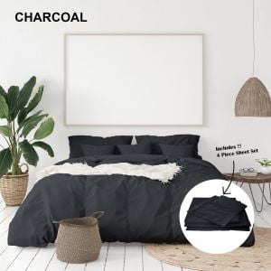 1000 TC Bamboo Cotton Sheet and Quilt Cover Set - King - Charcoal