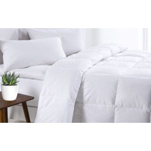 500GSM Goose Feather Down Quilt And Quilted Pillow Set  Double White