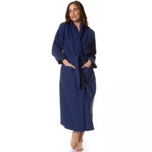 100% Cotton Bathrobe Waffle Unisex Durable - Small - Navy