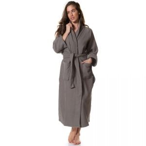 100% Cotton Bathrobe Waffle Unisex Durable - Medium - Charcoal