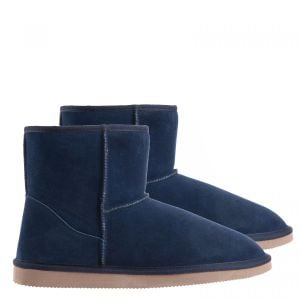 Ugg Slipper Boots Womens Leather Upper Wool Lining - (6-7) - Navy