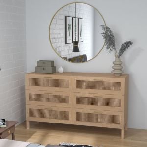 Santiago Rattan 6 Chest of Drawers Cabinet Bedroom Storage Tallboy
