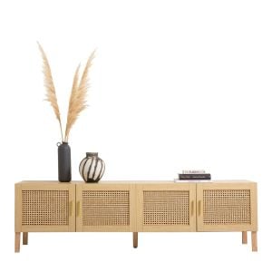 Santiago Rattan Entertainment Unit TV Stand Cabinet Storage Oak