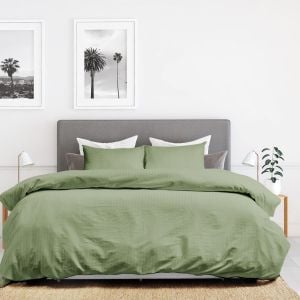 1200 Thread Count 100% Cotton Stripe Quilt Cover Set - King - Olive