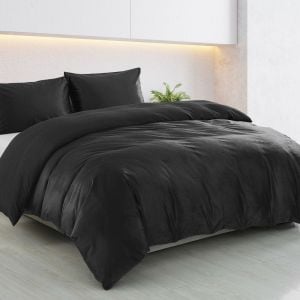 Velvet Quilt Cover Set Super Soft Luxurious Warmth Queen Charcoal