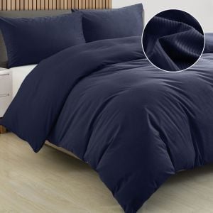 Velvet Corduroy Quilt Cover Set Super Soft Warmth - Queen - Navy