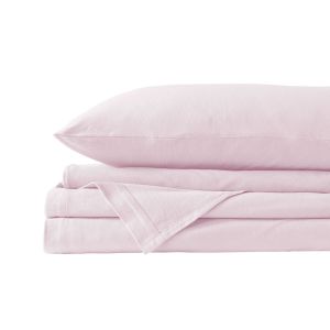 100% Jersey Cotton Quilt Cover Set Soft Bedding- Queen - Pink Marle