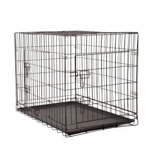 Dog Cage Pet Crate Cat Puppy Foldable Portable - 30in - Black