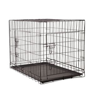 36in Dog Cage Pet Crate Puppy Metal ABS Tray Foldable Portable - Black