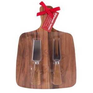 Rectangle Paddle Food Board w/ 2 Cheeese Knives