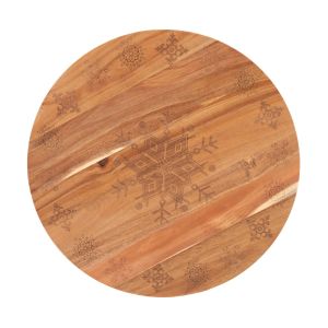 18 Inch Wooden Lazy Susan Tray - Wood Snowflake