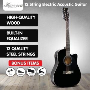 Karrera 12-String Acoustic Guitar with EQ - Black