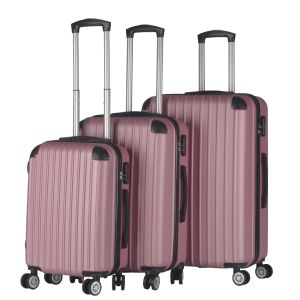 3pc ABS Luggage Suitcase Hard Case Shockproof Travel Set - Rose Gold