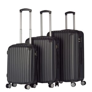 3pc ABS Luggage Suitcase Hard Case Shockproof Travel Set - Black