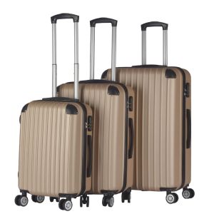 3pc ABS Luggage Suitcase Hard Case Shockproof Travel Set - Gold