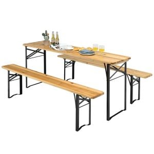 3 Pieces Outdoor Folding Picnic Table Bench Set