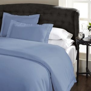 Ddecor Home 1000 Thread Count Quilt Cover Set Cotton Blend Classic Hotel Style - Queen - Blue Fog