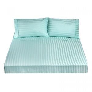 1200TC Soft Sateen Damask Stripe Cotton Blend Sheet Pillowcase Set