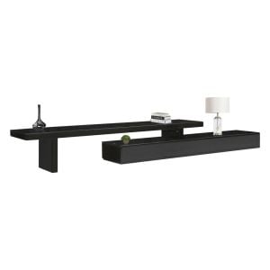 Tempered Glass Top TV Cabinet Entertainment Unit - Black