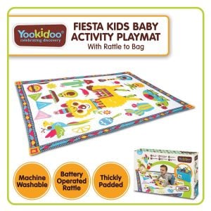 Yookidoo Fiesta Kids Baby Activity Play Mat to Bag with Musical Rattle