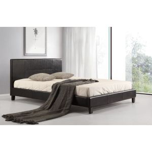 Double Pu Leather Bed Frame Black