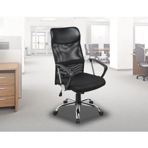 Ergonomic Mesh PU Leather Executive Mesh Office Chair Black