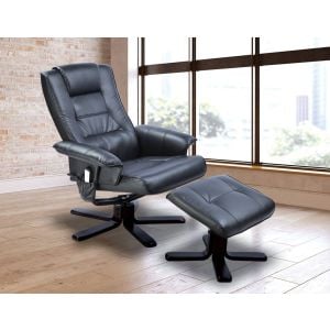 Pu Leather Massage Chair Recliner Ottoman Lounge Remote