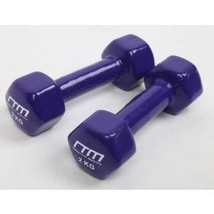2kg Dumbbells Pair Pvc Hand Weights Rubber Coated