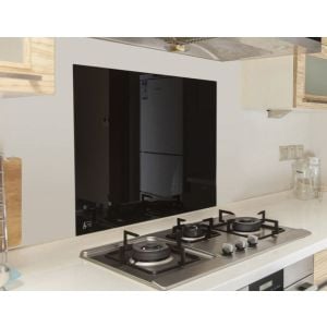 Toughened 60cm X 75cm Black Glass Kitchen Splashback