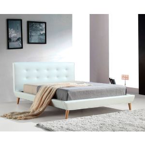 Queen Pu Leather Deluxe Bed Frame 206 x 175 cm White