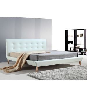 Palermo King PU Leather Deluxe Bed Frame Base Platform White