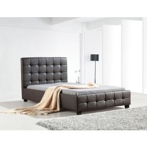 King Single Pu Leather Deluxe Bed Frame Brown