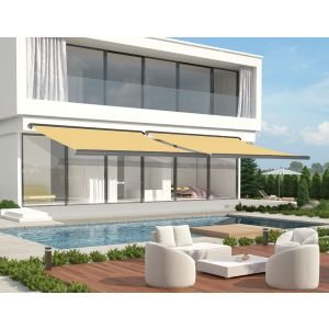 Heavy Duty Full Cassette Motorised Awning Beige - 5.0m X 3.0m