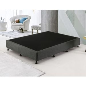 Palermo Queen Ensemble Bed Base Platinum Graphite Linen Fabric