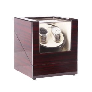Automatic Dual Watch Winder Wood Display Box Case Motor Rotation Storage
