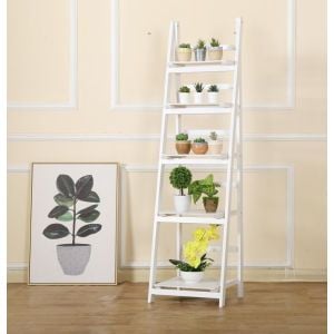 5 Tier Wooden Ladder Shelf Stand Storage Book Shelves Display Rack