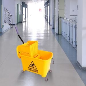 20l Deluxe Mop Wringer Bucket Side Press Janitor Commercial Cleaning
