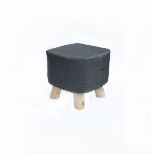 Fabric Ottoman Foot Stool Rest Pouffe Wood Storage Padded Seat