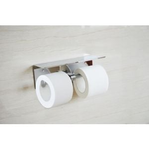 Stainless Steel Double Toilet Paper Holder Towel Roll Tissue Rack