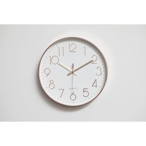 Modern Wall Clock Silent Non-ticking Quartz Battery Operated Rose Gold
