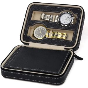 4 Watch Box Display Travel Case Pu Leather
