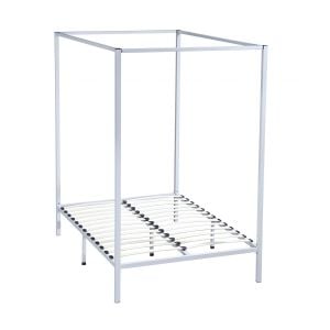 Four Poster Double Size Bed Frame - White