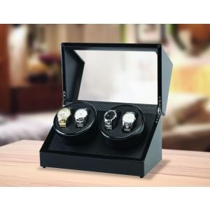 Automatic Quad Watch Winder Wood Display Box Case Motor Rotation
