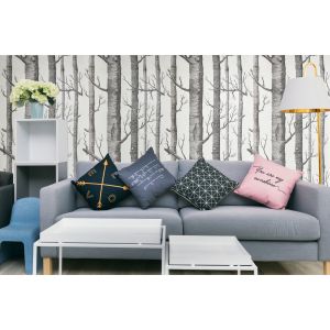 Wallpaper White Birch Tree Non-woven Wall Paper Roll
