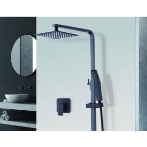 8 Rain Shower Head Set Square Dual Heads Faucet High Pressure